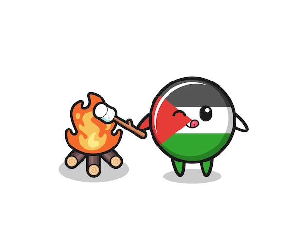 Palestine flag character is burning marshmallow