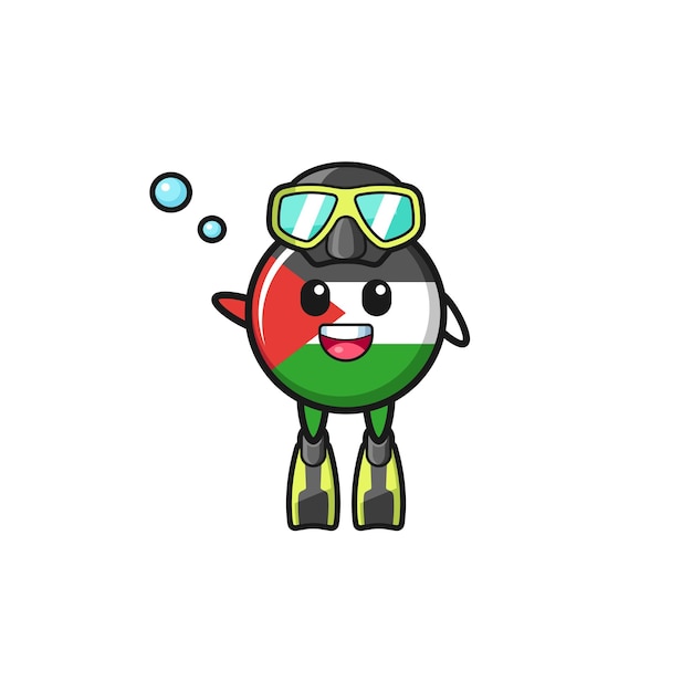 the palestine flag diver cartoon character
