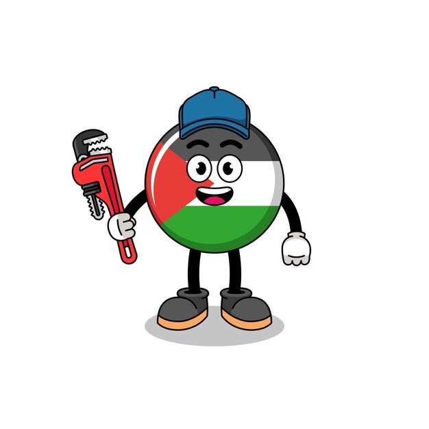 Palestine flag illustration cartoon as a plumber