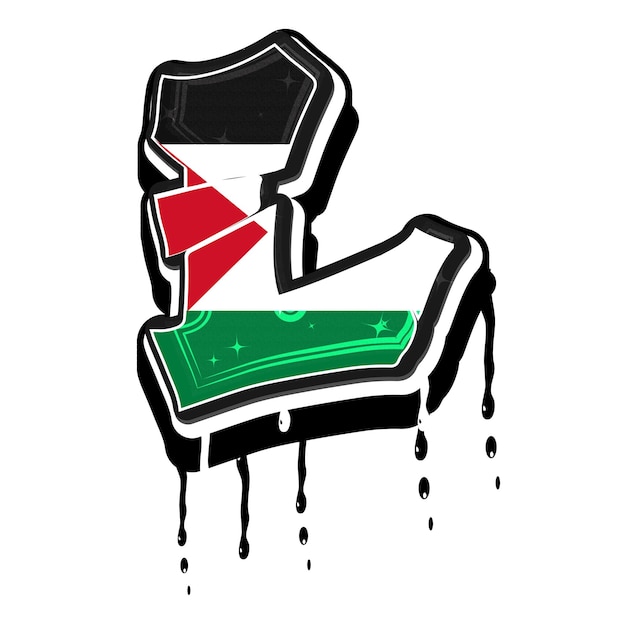 Palestine Graffiti Letter L Vector Template