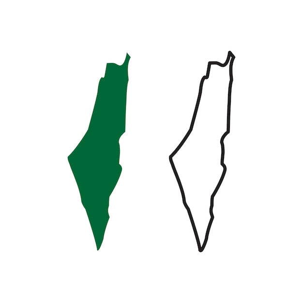 Palestine Map in fill and line