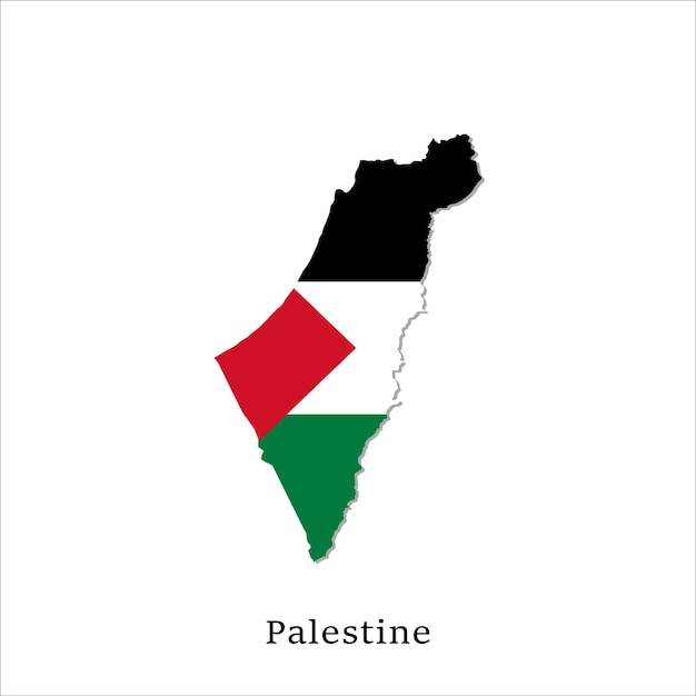 Vector palestine map and flag color vector independence day or national palestine flag color style map
