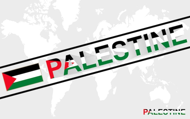 Bandiera della mappa della palestina e illustrazione del testo