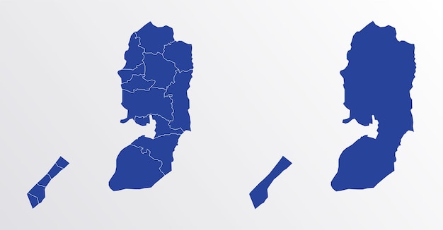 パレスチナ地図ベクトル図白い背景の青い色