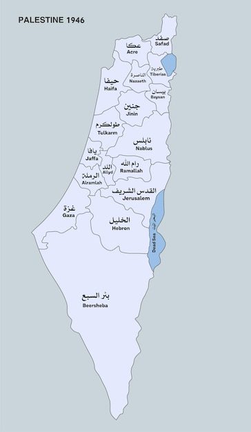 Vettore mappa della palestina con il vettore delle città