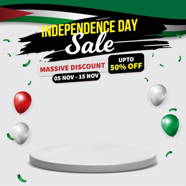 Palestine national day sales banner, independence day promotion