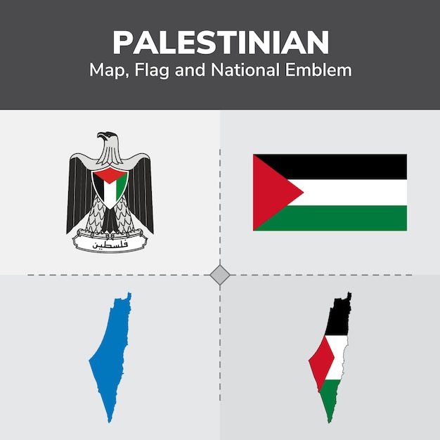 ベクトル パレスチナの地図、国旗