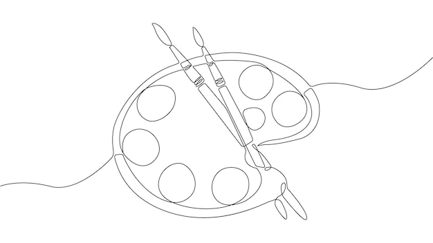 パレット連続線のコンセプトは、創造性とアートの手描きスケッチスタジオ用のブラシセットでペイントします