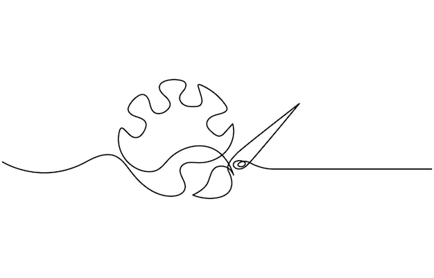 palette and paint brush continuous one line drawing vector illustration