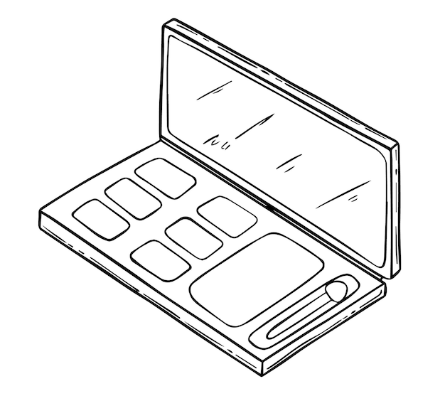 Палитра с кисточкой для теней и зеркалом для макияжа doodle linear