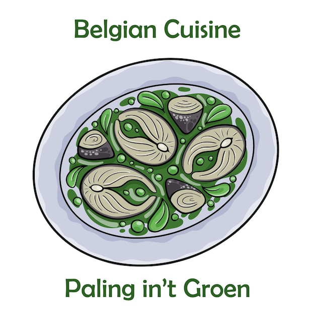 Vector paling in't groen a popular dish in belgium