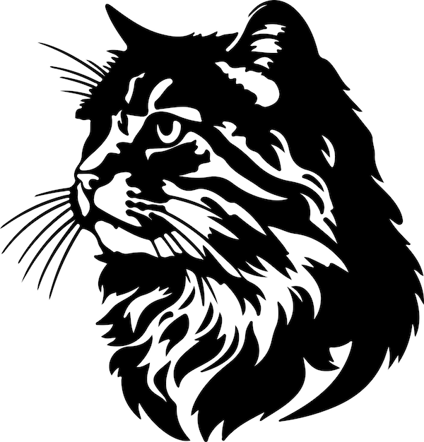 Вектор Черный силуэт кошки палласса с прозрачным фоном