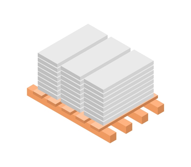 Vector pallet concrete panels isometric