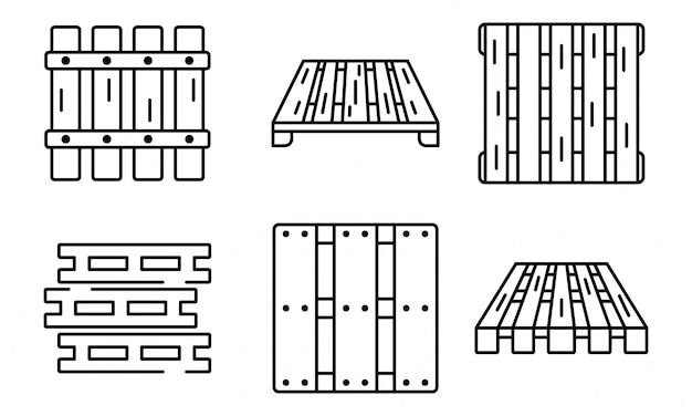 Pallet iconen set, kaderstijl