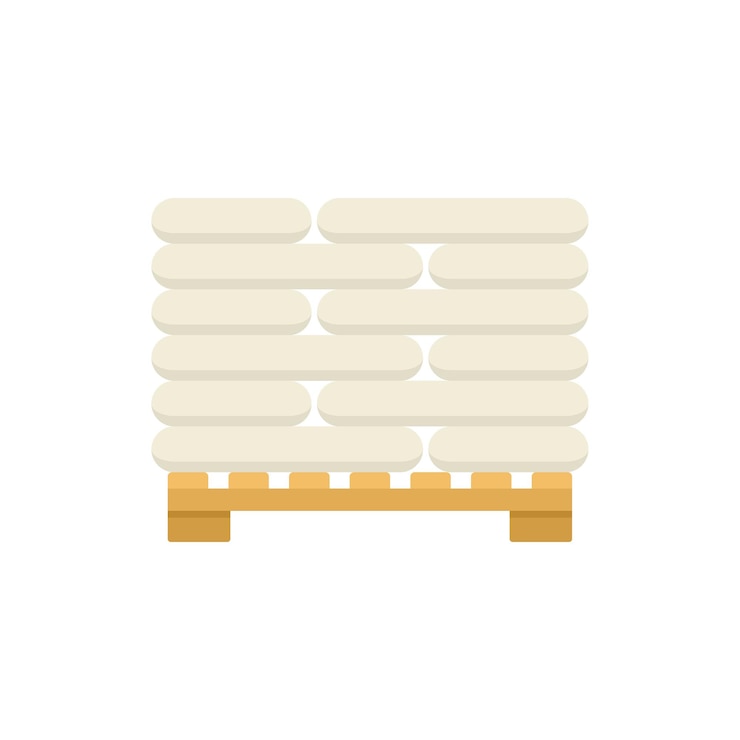 Vector pallet met bouwzakken pictogram vlakke afbeelding van pallet met bouwzakken vector pictogram geïsoleerd op een witte achtergrond
