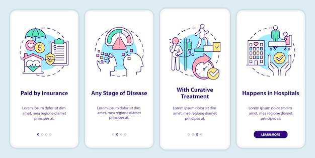 Palliative care characteristics onboarding mobile app screen