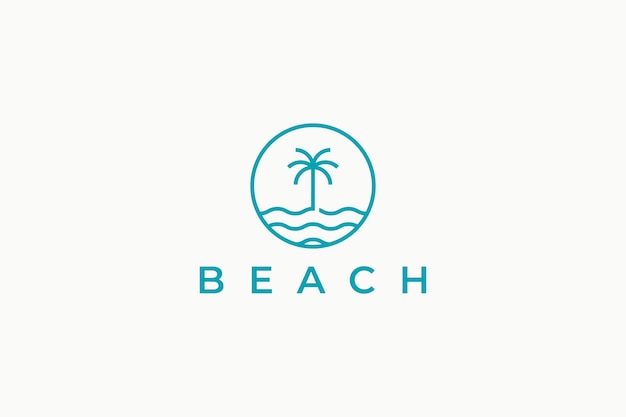 Логотип palm and wave beach простая минималистская иллюстрация значок знак символ праздник путешествия отпуск