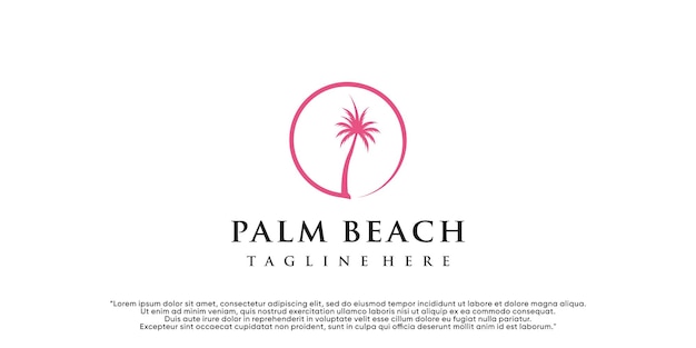 Palm beach design vector met creatief eenvoudig en uniek concept Premium Vector