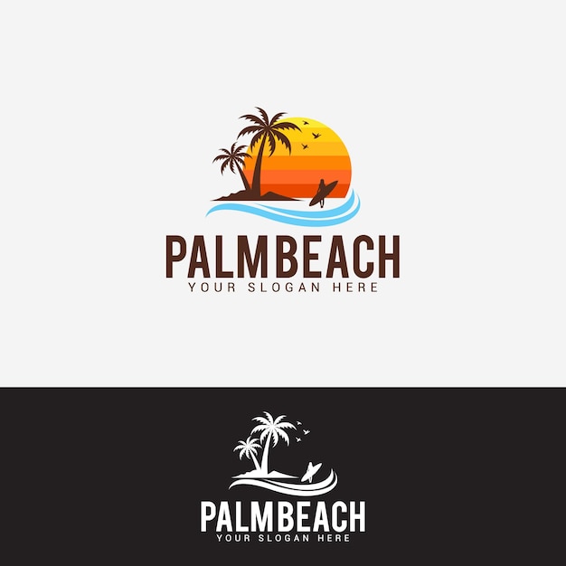 Palm beach logo design vector template