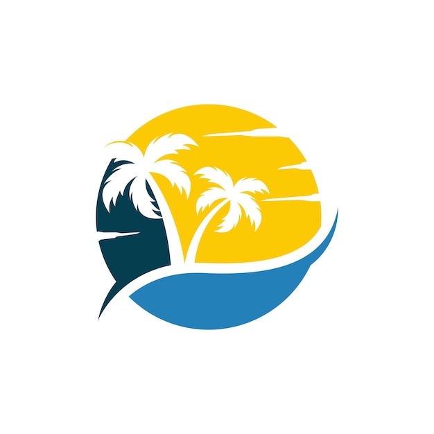 야자수 해변 로고 아이콘 디자인 템플릿 매체