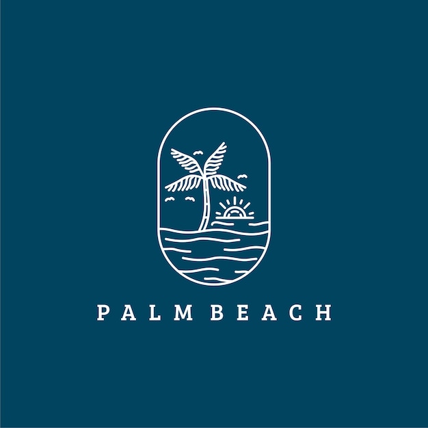 palm and beach logo ilustration