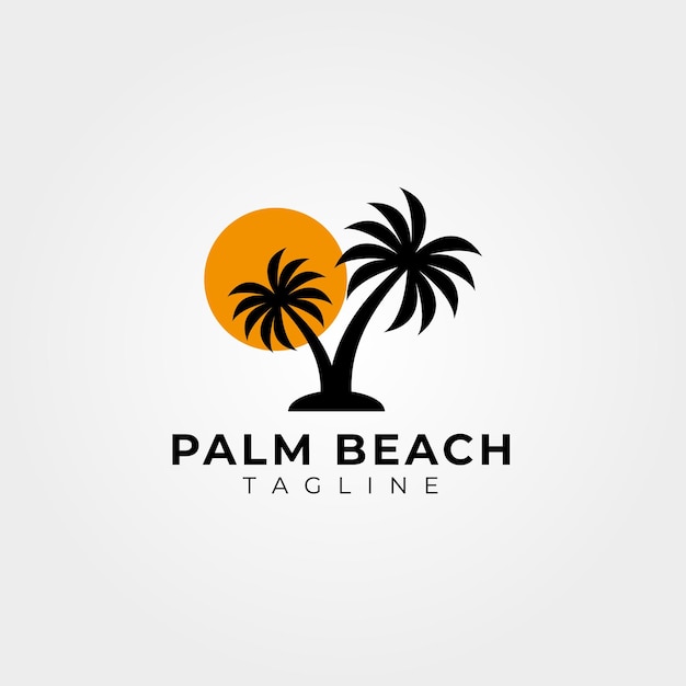 palm beach silhouet logo vector vintage illustratie ontwerp