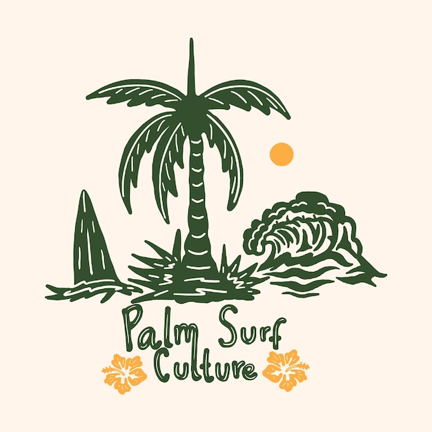 Vector palm beach surf culture