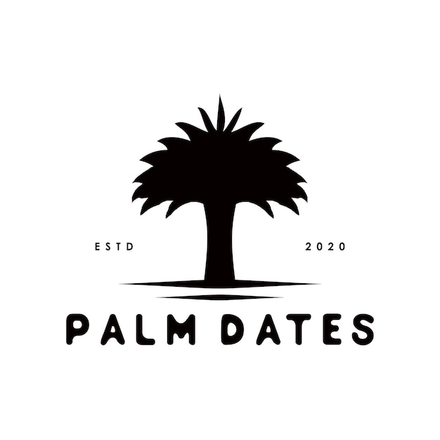 Palm date tree beach logo design vector silhouette