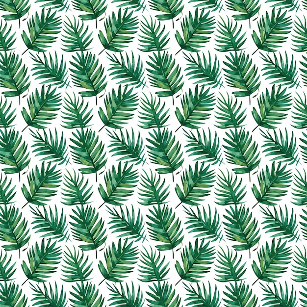 Vector palm green leaf watercolor seamless pattern