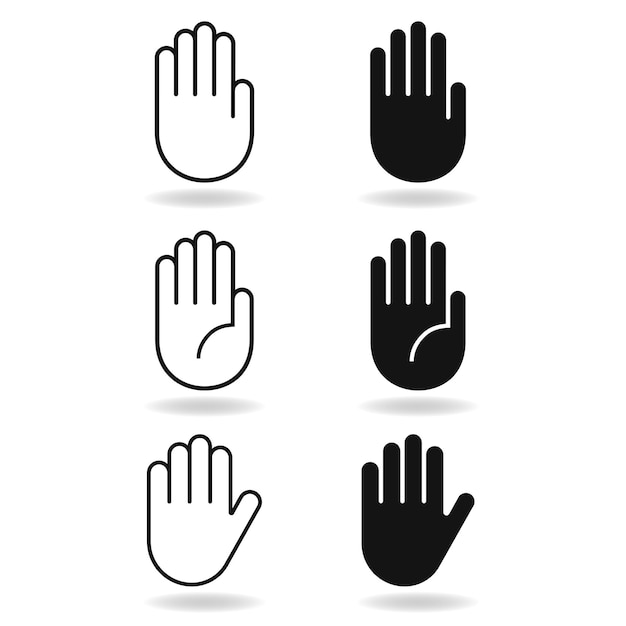 Palm hand icon vector set and filled and lined sign symbol