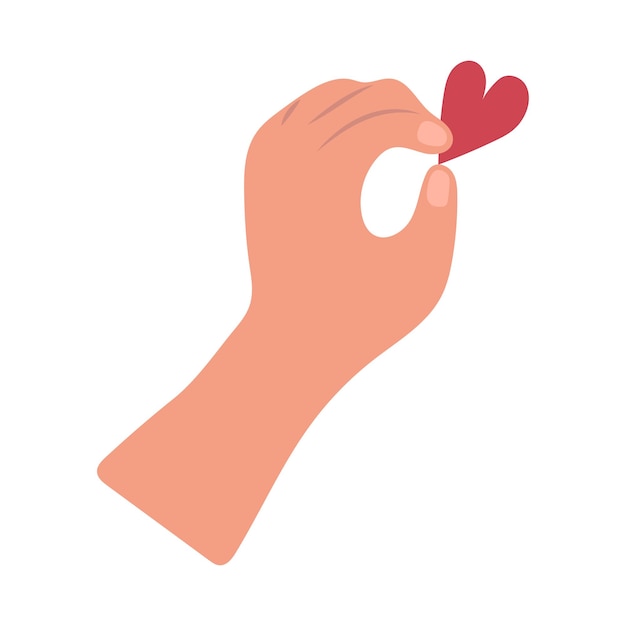 Ладонь держит красное сердце на день святого валентина, векторная иллюстрация
