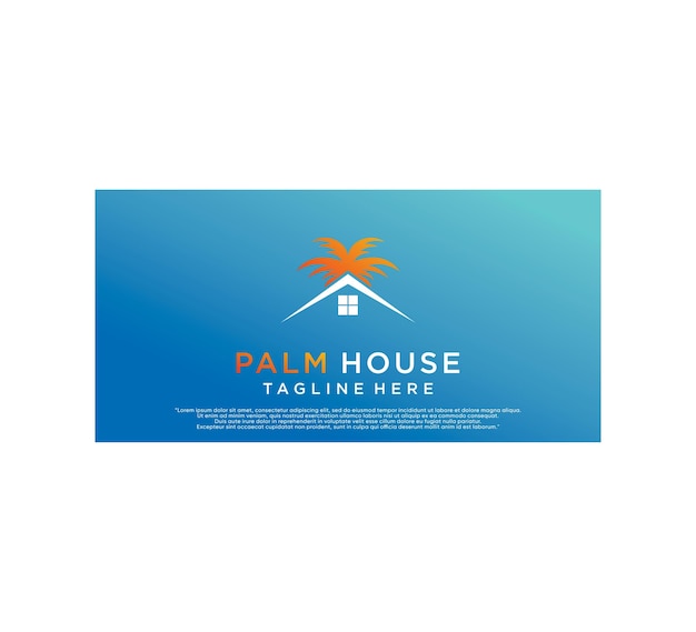 Palm house design vector met creatief eenvoudig en uniek concept Premium Vector