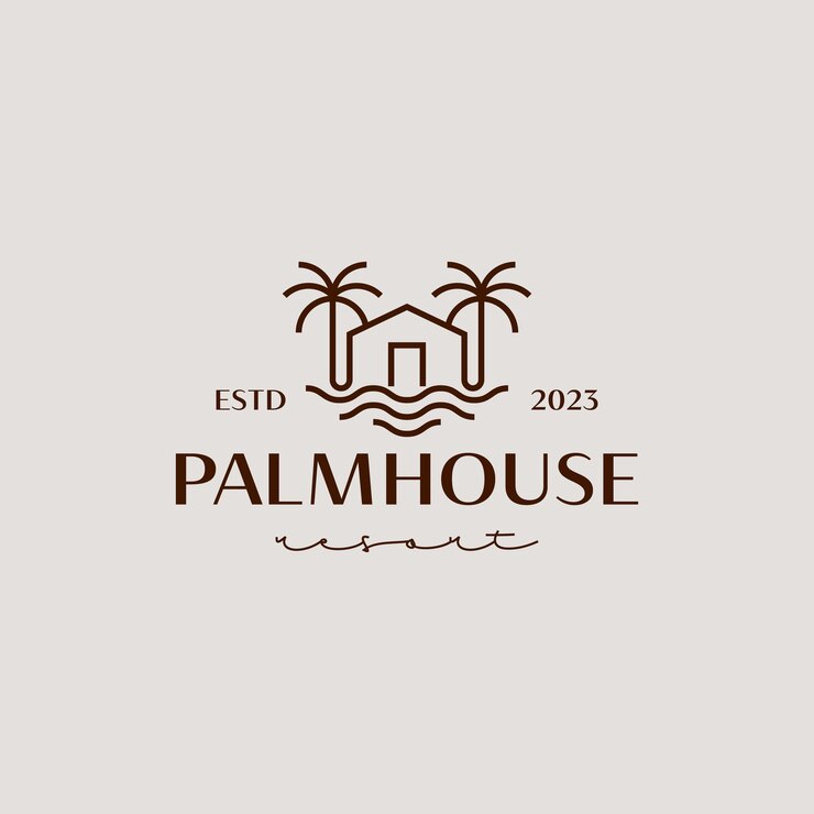Palm House Resort Logo Template Universeel creatief premium symbool Vector illustratie Creatief Minimal design sjabloon Symbol voor Corporate Business Identity