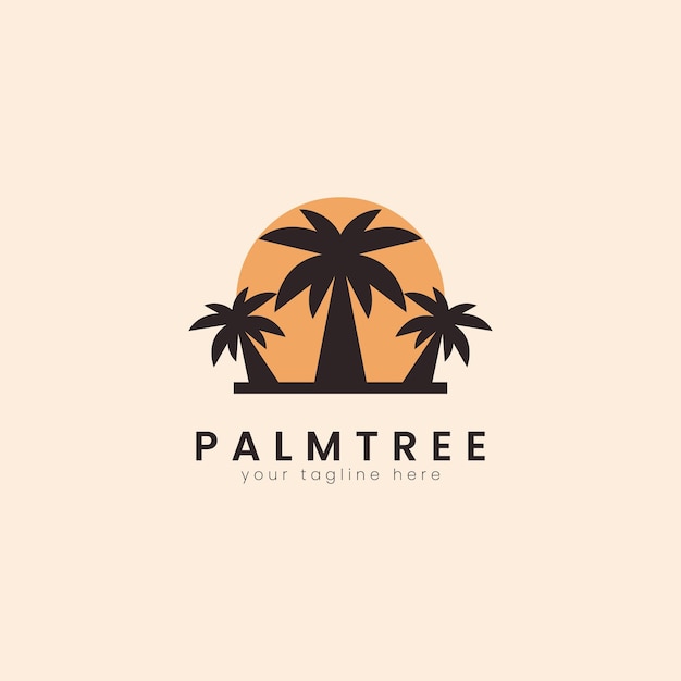 Palm house tree logo template can be used for tropical beach home hotel or resort logo design vector illustration