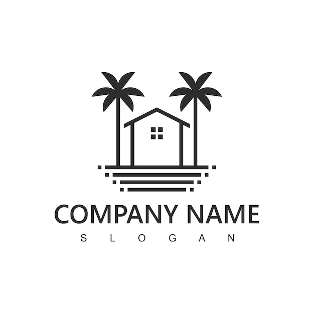 Palm houseReizen en hotel logo sjabloon