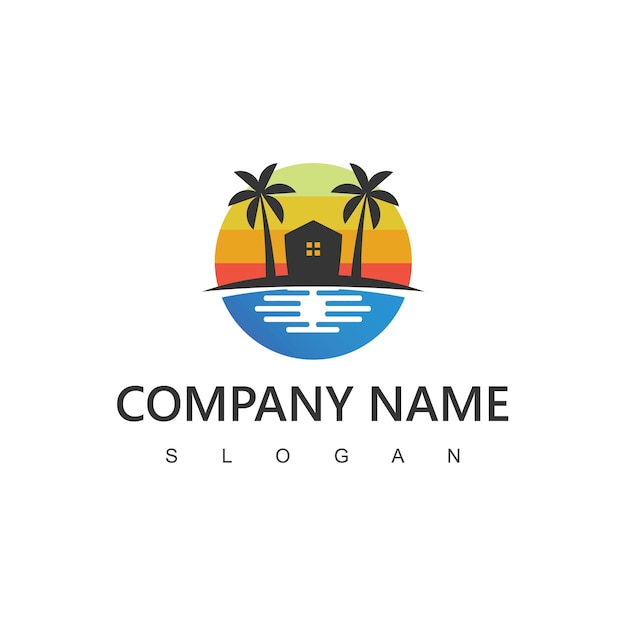 Palm houseTravel and hotel logo template