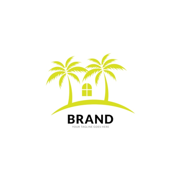 Palm Huis Boom Home Logo Vector Icon Illustratie