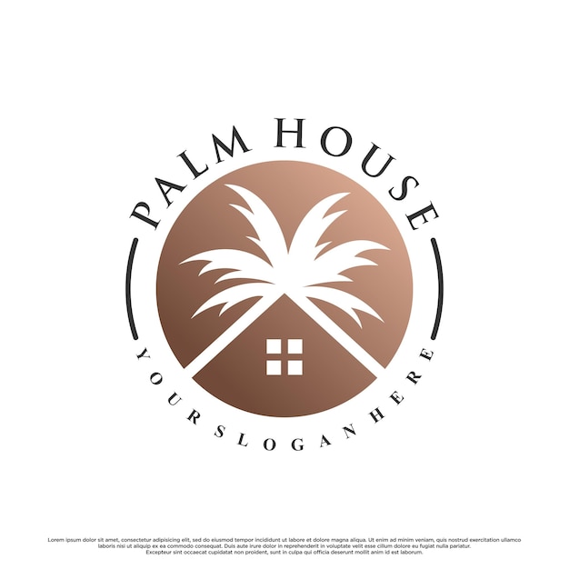 Palm huis logo-ontwerp met creatief element concept premium vector