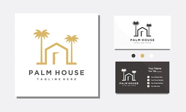 Palm huis minimalistische logo ontwerp vector pictogram illustratie