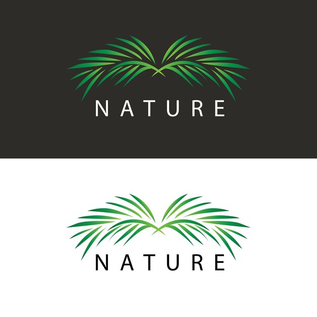 Palm leaf logo green plant design vector illustration template