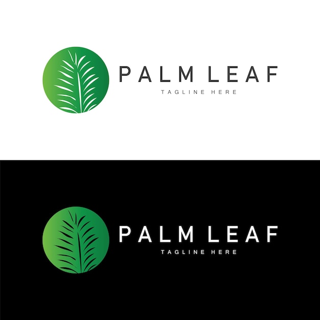 palm leaf logo green plant design vector illustration template