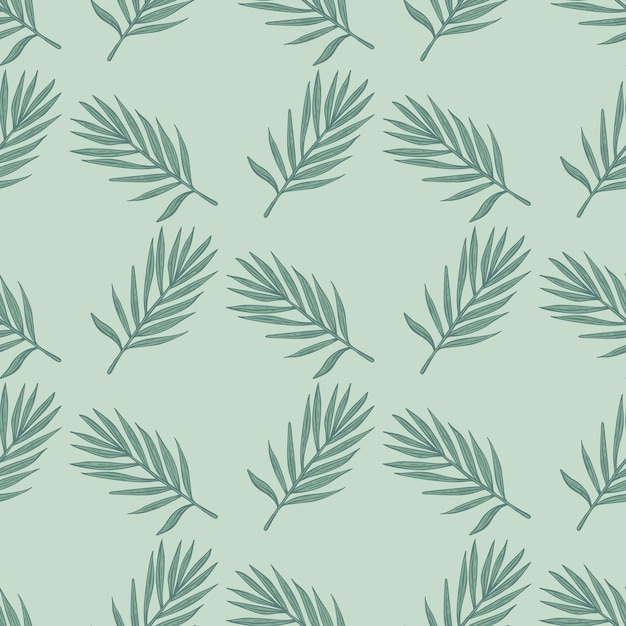 Palm leaves seamless pattern Tropical branch in engraving style Hand drawn texture for fabric wallpaper textile print wrapping paper Vector illustration