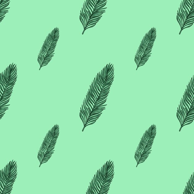 Palm leaves seamless pattern Tropical branch in engraving style Hand drawn texture for fabric wallpaper textile print wrapping paper Vector illustration