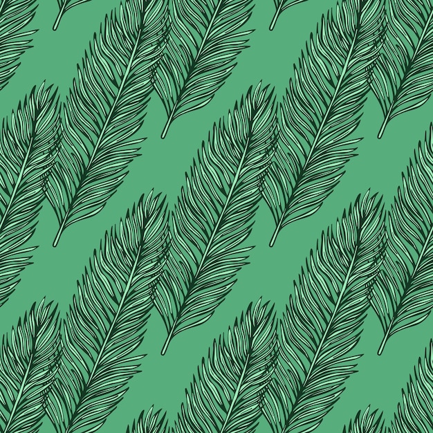 Vector palm leaves seamless pattern tropical branch in engraving style hand drawn texture for fabric wallpaper textile print wrapping paper vector illustration