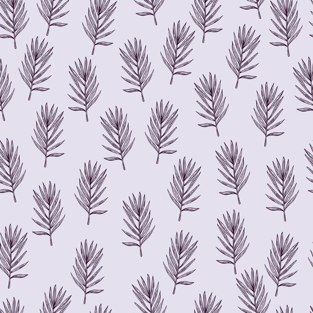 Palm leaves seamless pattern Tropical branch in engraving style Hand drawn texture for fabric wallpaper textile print wrapping paper Vector illustration