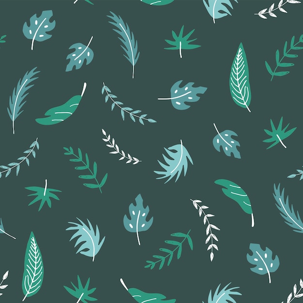 Palm leaves vector seamless pattern