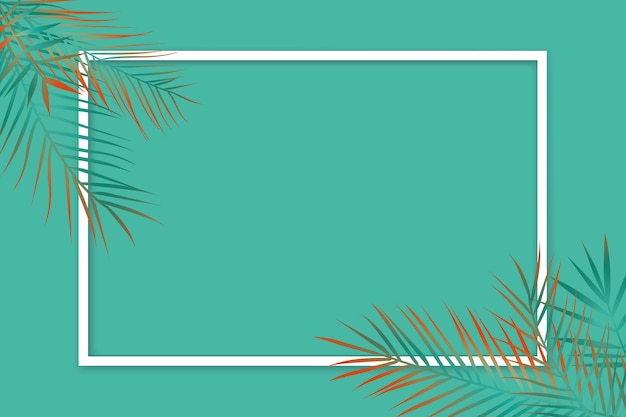 Palm leaves and white frame with copy space background template
