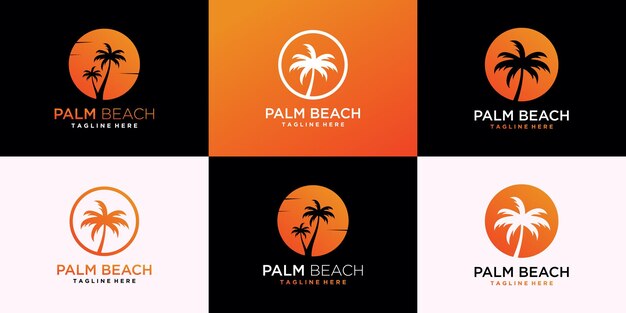 Palm logo collection with creative element concept premium vector premium vector