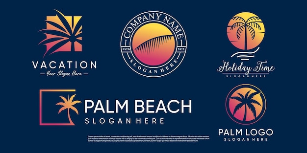 Palm logo design collection with creative element concept idea