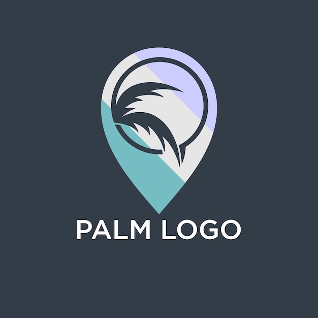 Palm logo design template with pin location